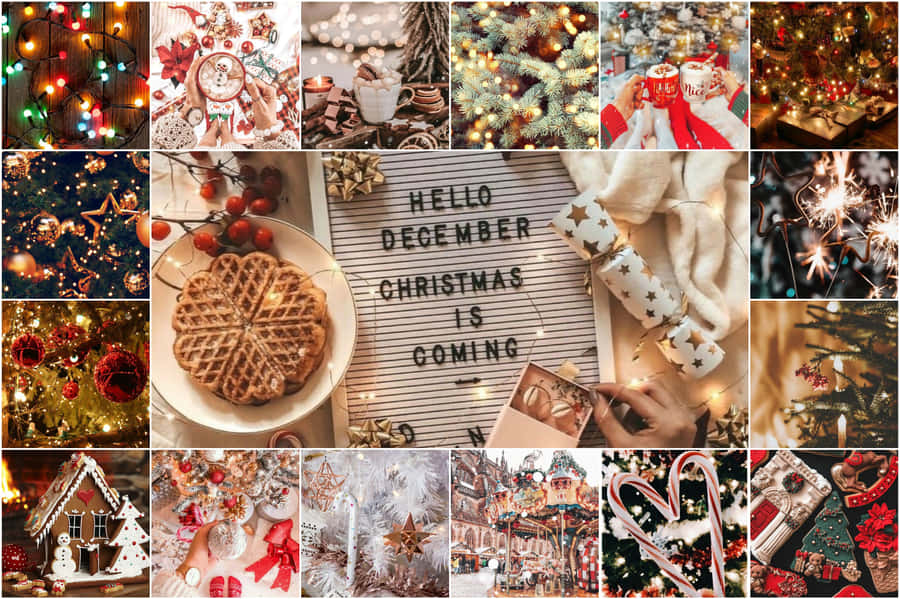 Christmas Collage Laptop Aesthetic Decor Wallpaper