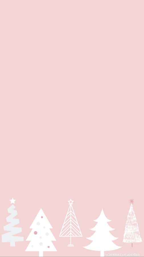 Christmas Trees On A Pink Background Wallpaper