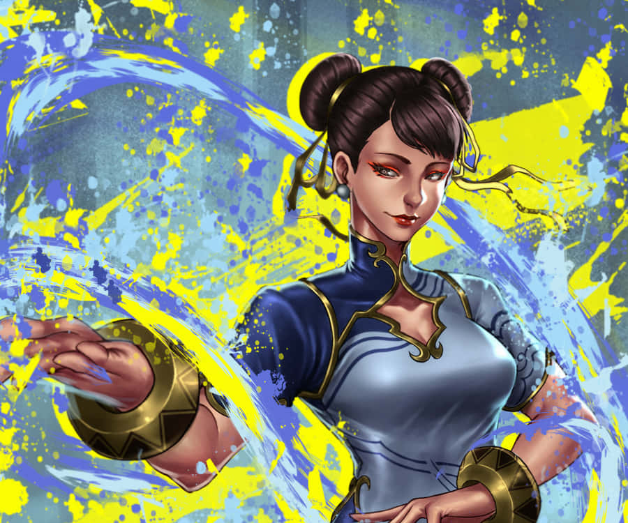 Chun Li Powerful Strike Artwork Wallpaper