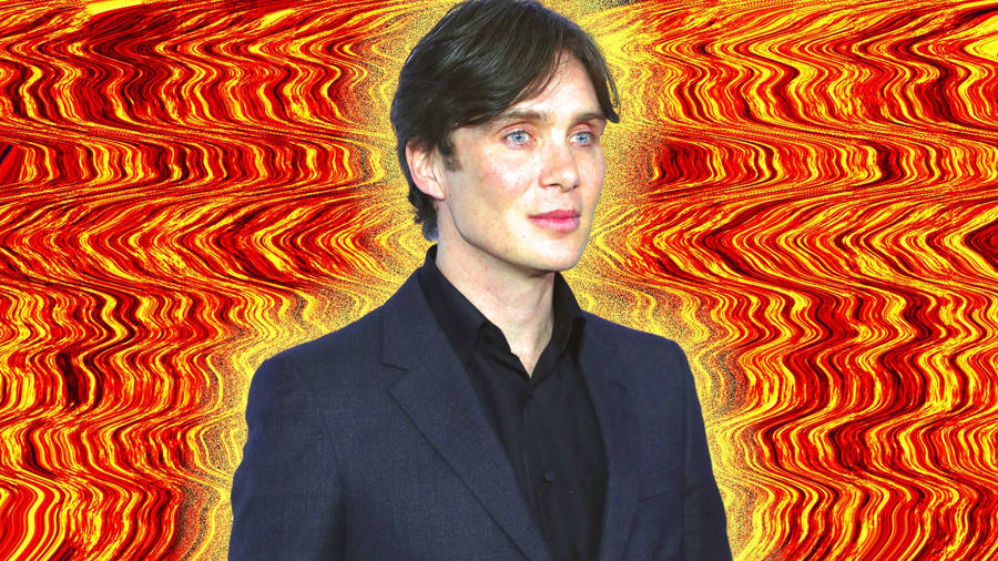 Cillian Murphy Orange Abstract Art Wallpaper