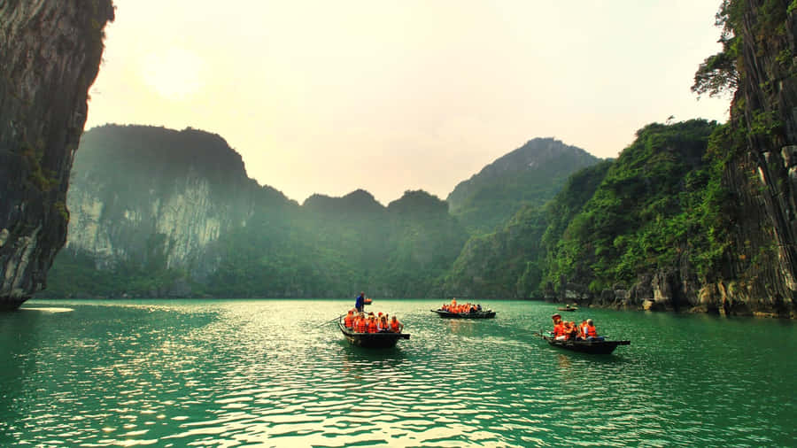 Cinematic Sunrise Of Halong Bay Wallpaper