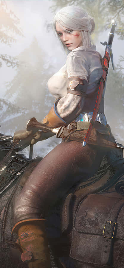 Ciri Riding Horse Witcher 3 Phone Wallpaper