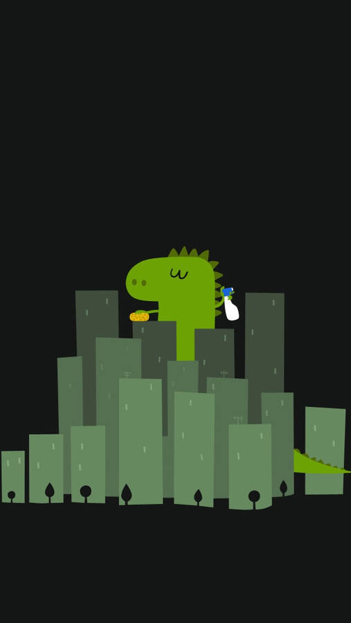 City Dino Kawaii Iphone Wallpaper