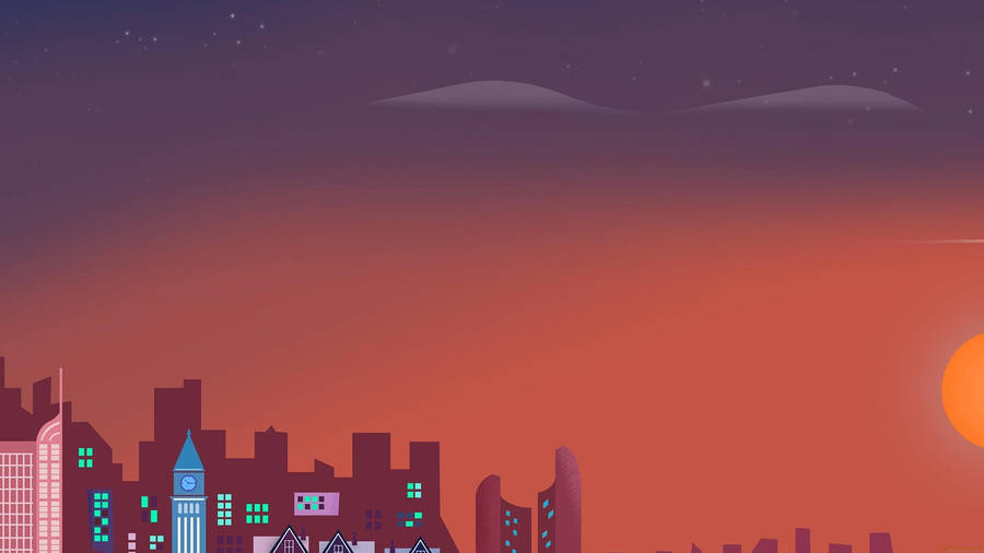 City Sunset Material Design Wallpaper