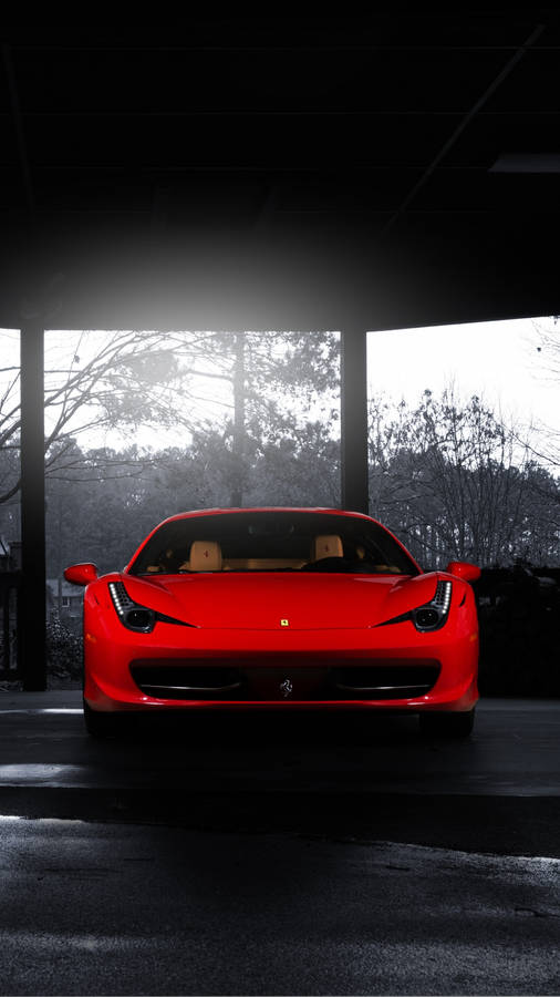 Classic Red Ferrari Phone Digital Art Wallpaper