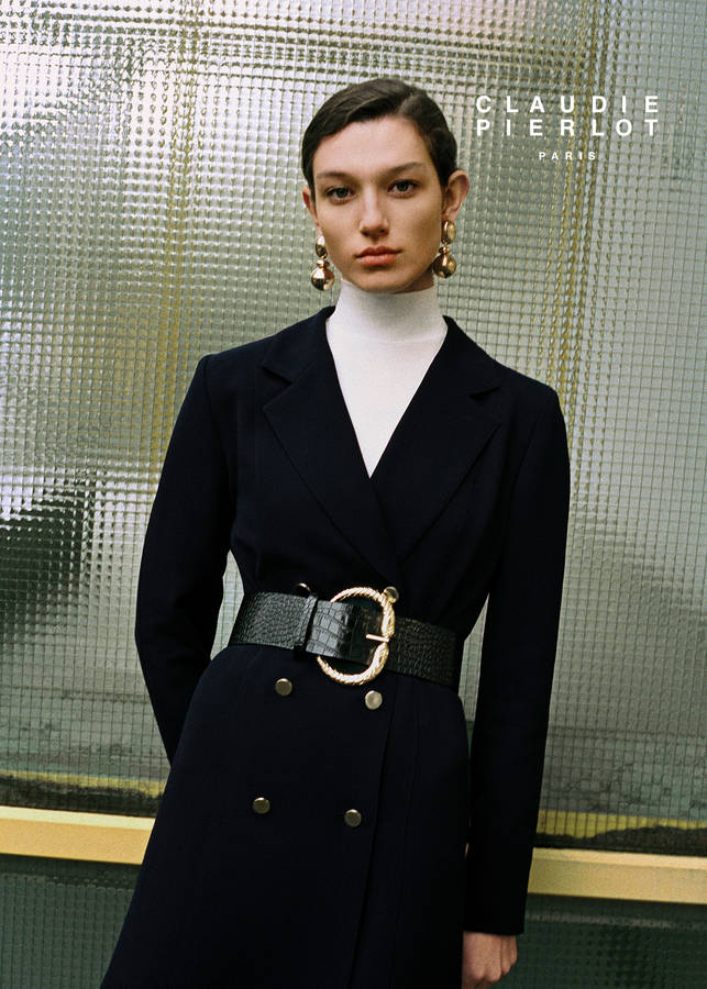 Claudie Pierlot Dark Blue Elegant Coat Wallpaper