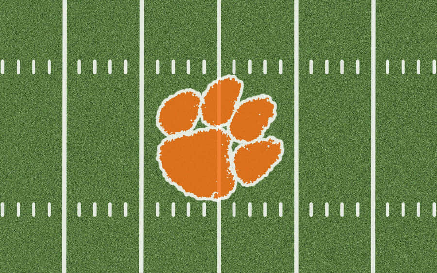 Clemson Tigers Football Logo On Field Wallpaper