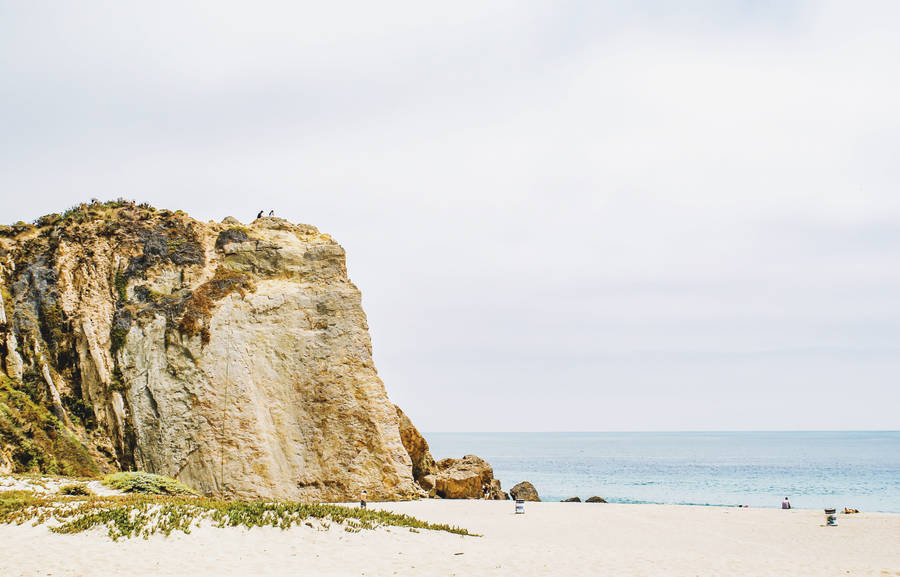 Cliff On Malibu Beach Aesthetic Desktop Wallpaper