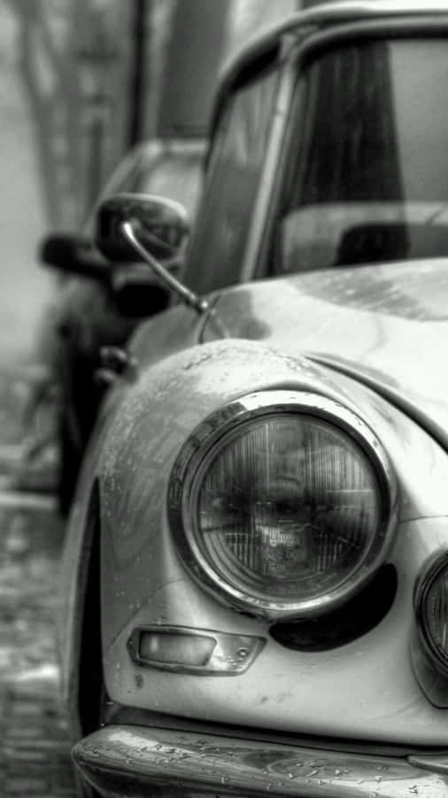 Closeup Classic Headlight Car Iphone Wallpaper