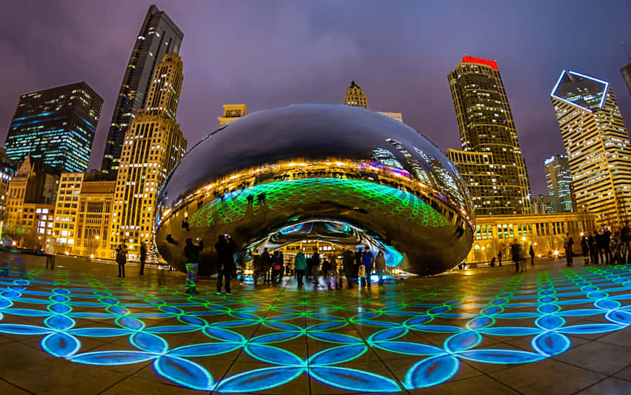 Cloud Gate On Sparkly Night In Millennium Park Wallpaper