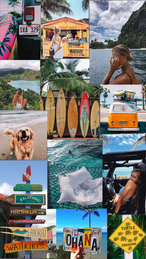 Collage Beach Hawaii Aesthetic Mobile Wallpaper