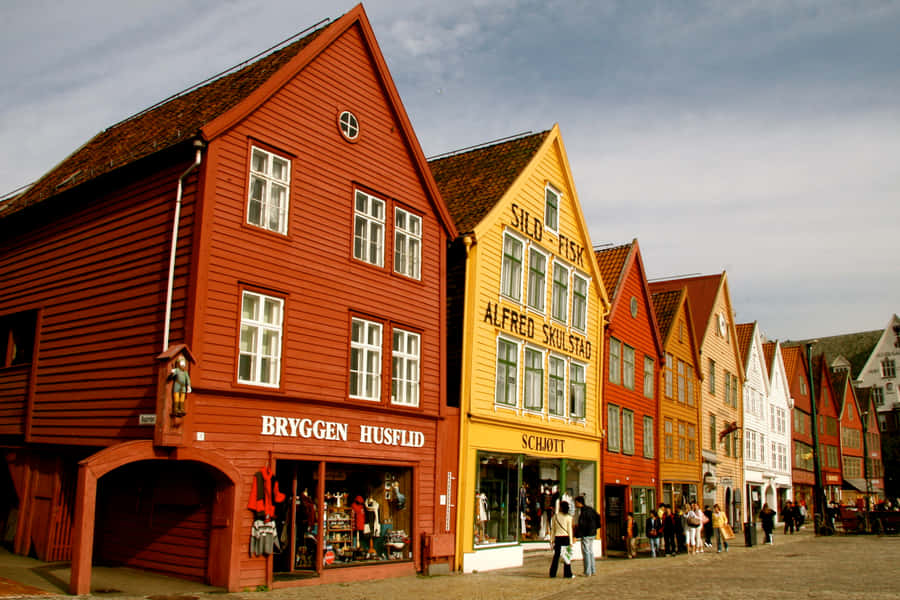 Colorful Bryggen Historic Site Bergen Norway Wallpaper