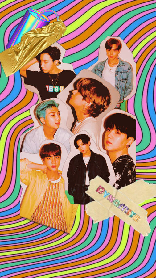 Colorful Bts Dynamite Cutouts Wallpaper