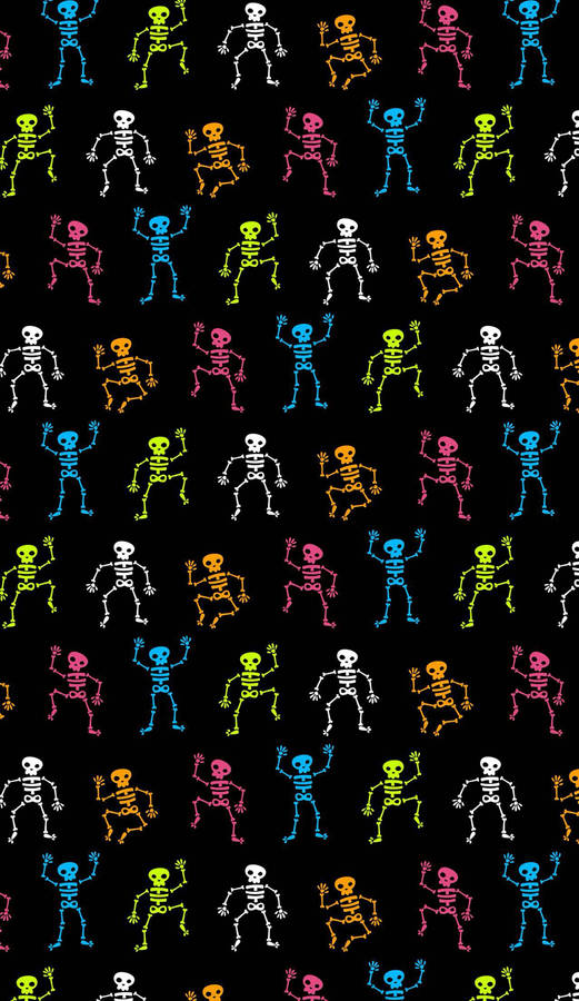 Colorful Cartoon Skeletons Wallpaper
