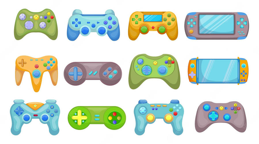 Colorful Game Controllers Wallpaper