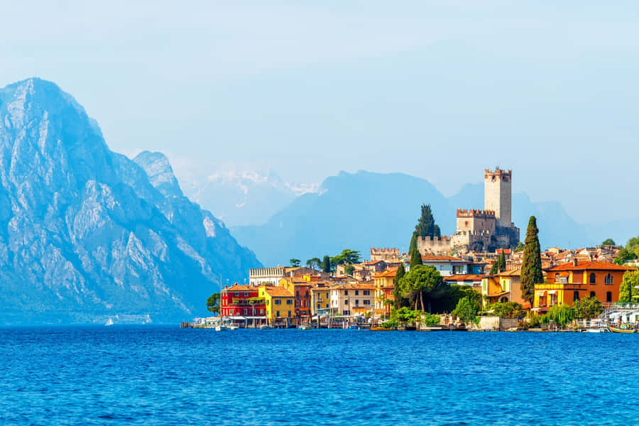Colourful Town In Lago Di Garda Wallpaper