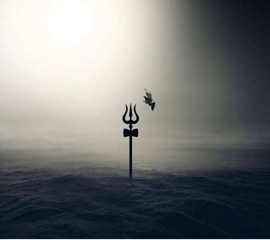 Contemplative Trishul Silhouette Wallpaper