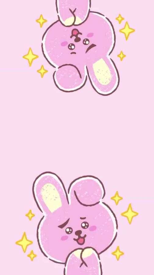 Cooky Bt21 Yellow Star Glitters Wallpaper