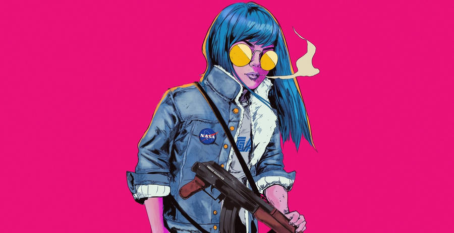 Cool Aesthetic Girl Pop Art Wallpaper