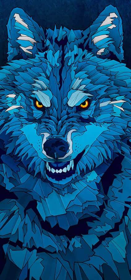 Cool Blue Wolf Abstract Art Phone Wallpaper