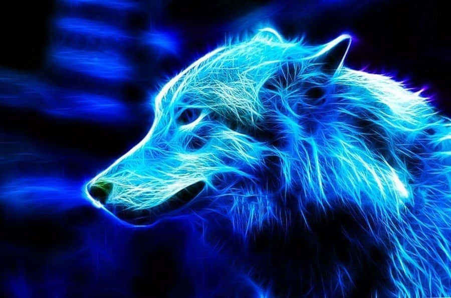 Cool Blue Wolf Purple Desktop Wallpaper
