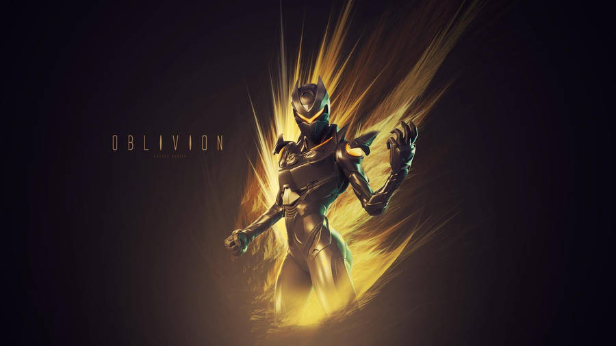Cool Fortnite Skin Oblivion Gold Aesthetic Wallpaper