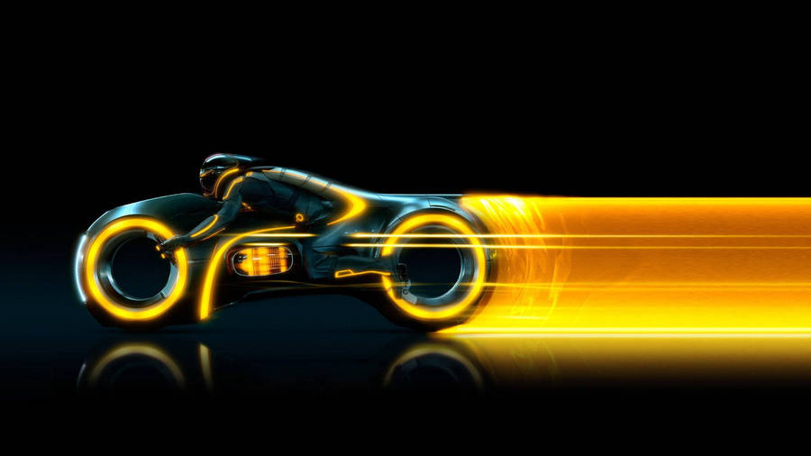 Cool Futuristic Yellow Tron Bike Wallpaper