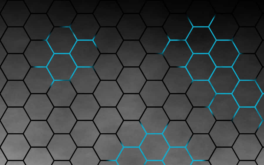 Cool Gray And Neon Blue Hexagons Wallpaper
