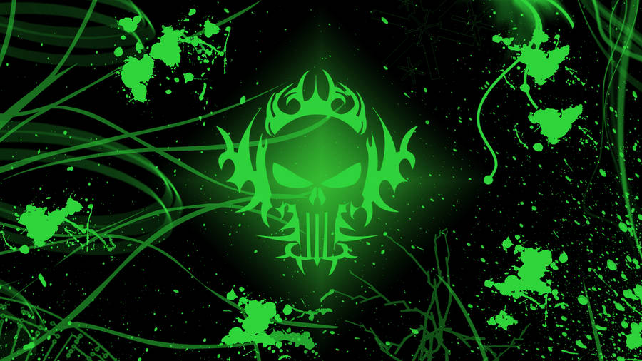 Cool Green Fiery Skeleton Wallpaper