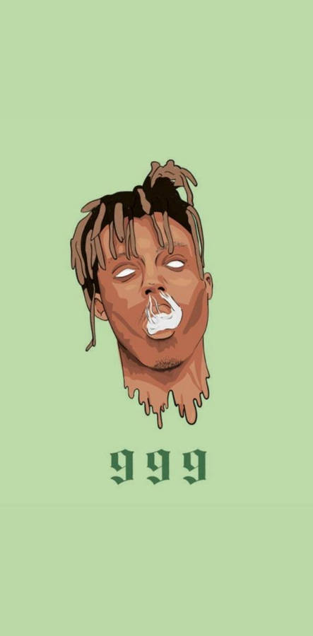 Cool Juice Wrld 999 Green Background Wallpaper