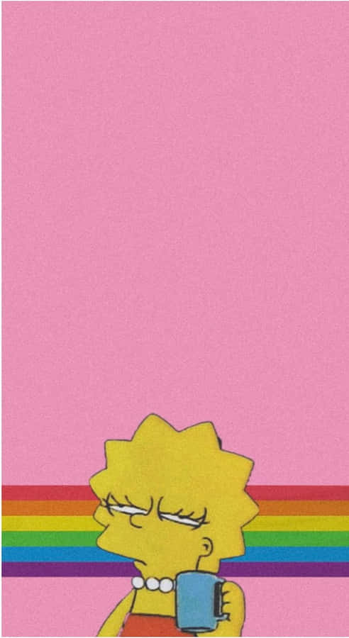 Cool Lisa Simpson Sipping Drink Wallpaper