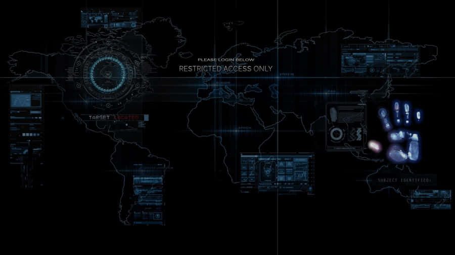 Cool Monitor High-tech World Map Wallpaper