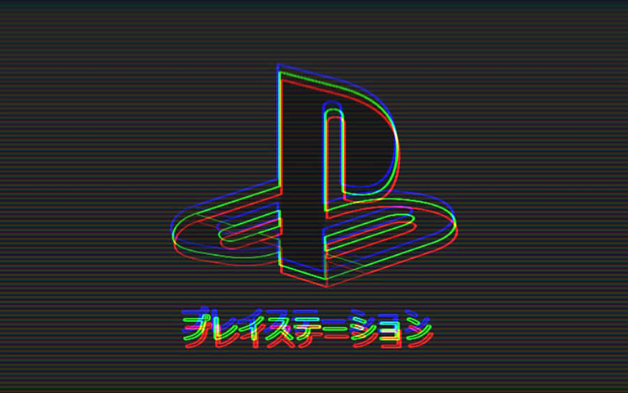 Cool Ps4 With Logo In Japanese With Colored Lines Wallpaper