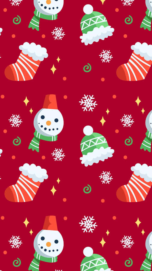 Cool Red Christmas Pattern Wallpaper