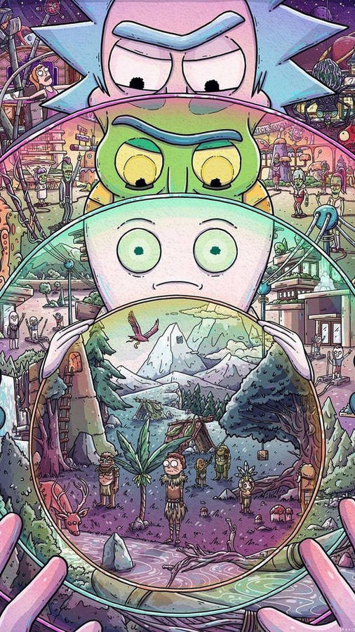 Cool Rick And Morty With Aliens Wallpaper