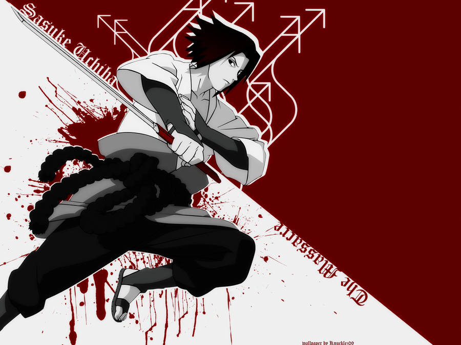 Cool Sasuke Blood Splatter Wallpaper