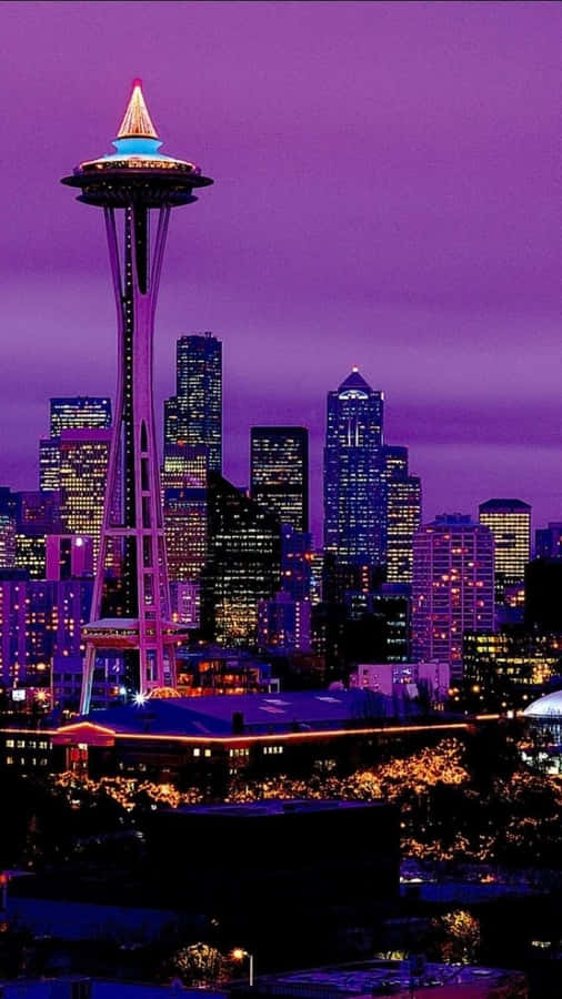 Cool Seattle In Purple Aesthetic Wallpaper