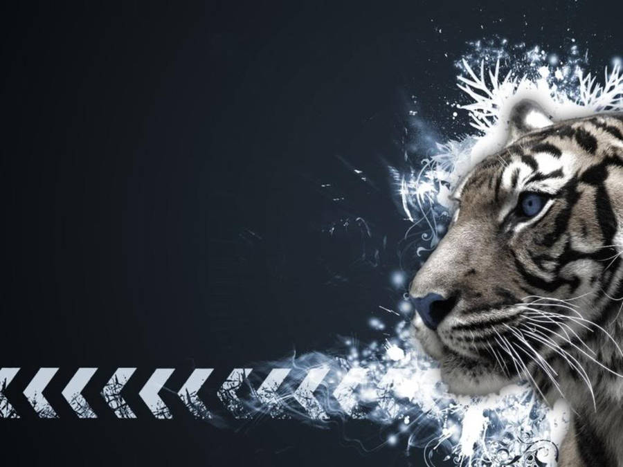 Cool Snow Tiger Edit Wallpaper