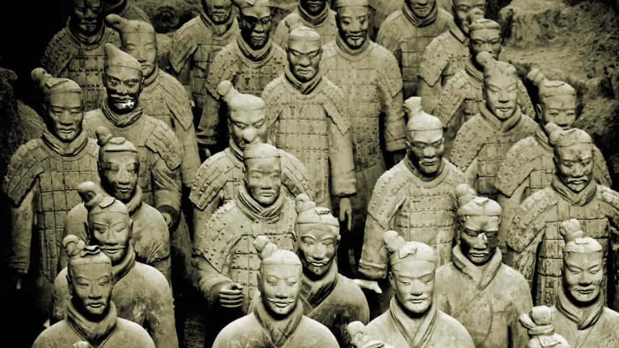 Cool Terracotta Warriors Stone Sculpture Wallpaper