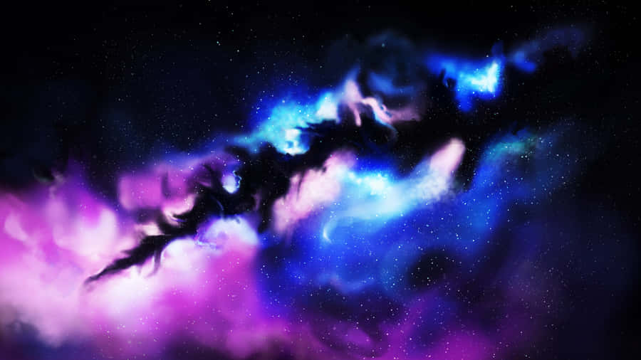 Cosmic Pink Blue Galaxy Clouds Wallpaper