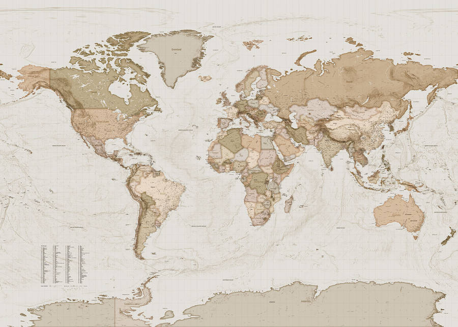 Countries Map Sepia Wallpaper