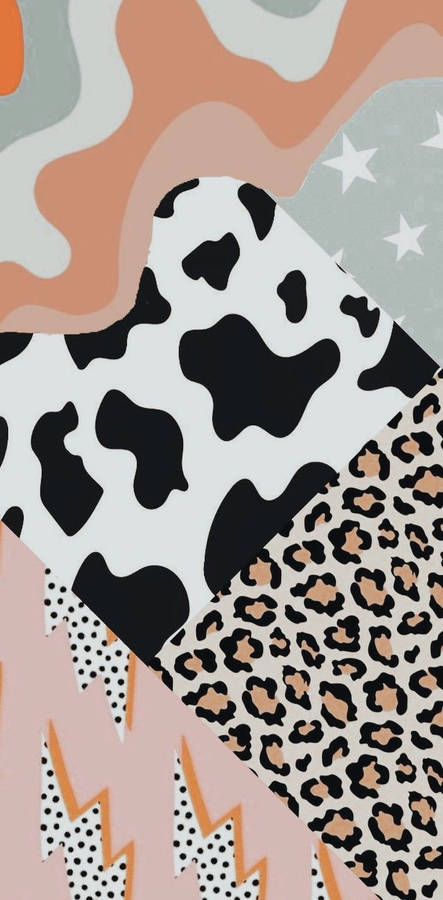 Cow Print Pattern Collage Wallpaper