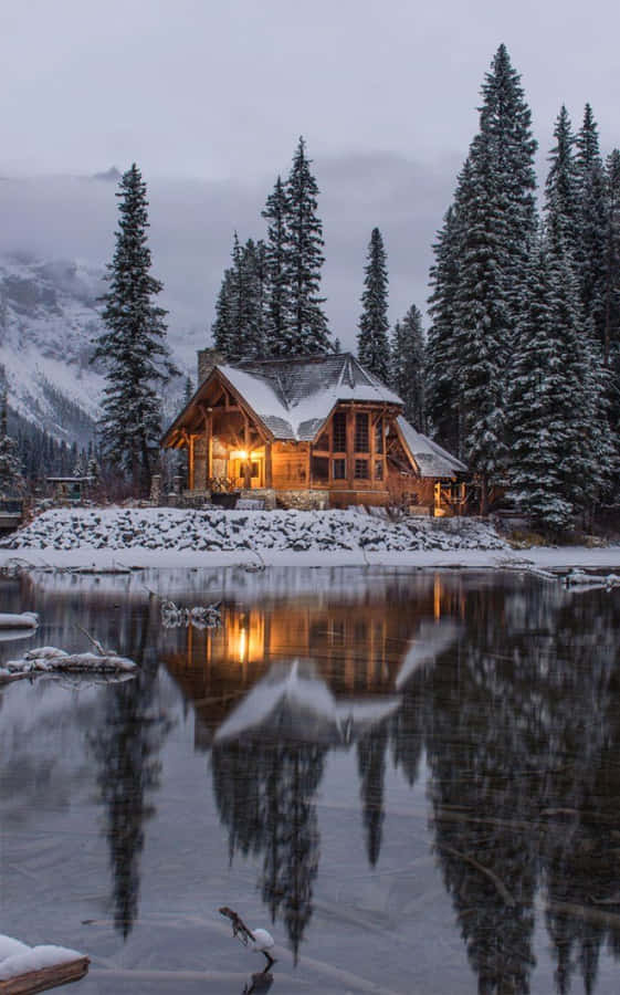 Cozy Winter House Iphone Wallpaper