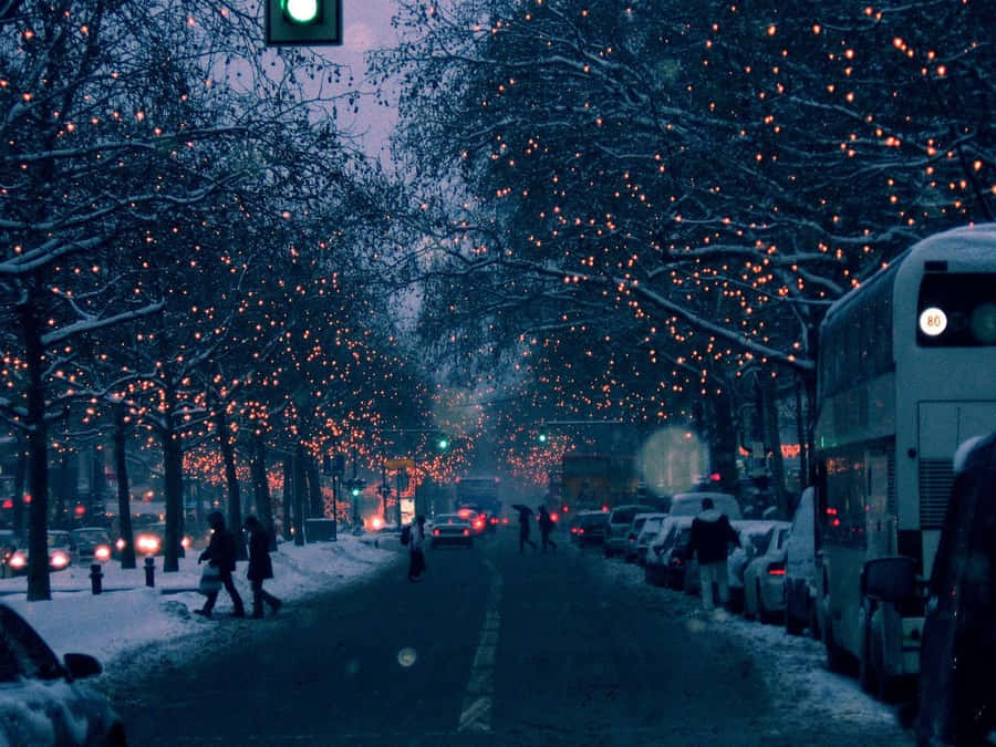 Cozy Winter Street Tumblr Wallpaper