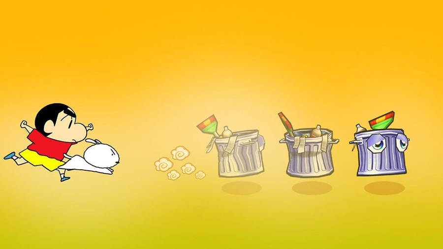 Crayon Shin Chan Shinnosuke Chasing Bin Wallpaper