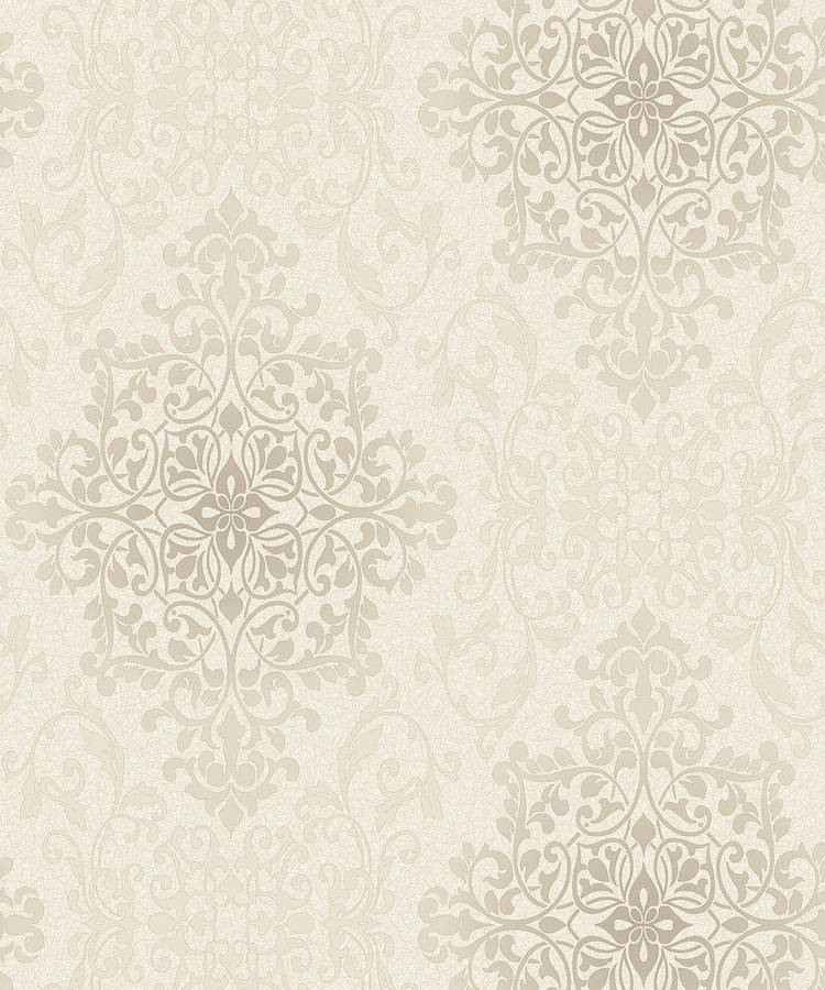 Cream Silver Floral Pattern Wallpaper