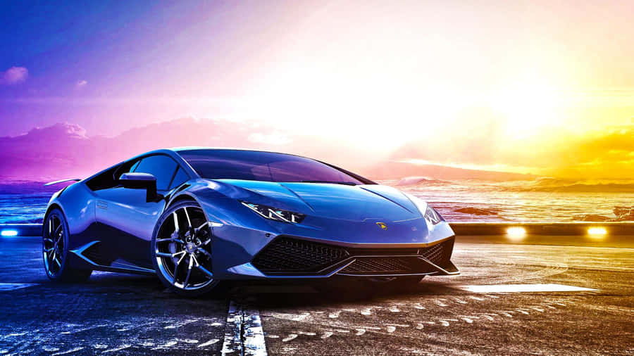 Creative Shot Blue Lamborghini Aventador Wallpaper