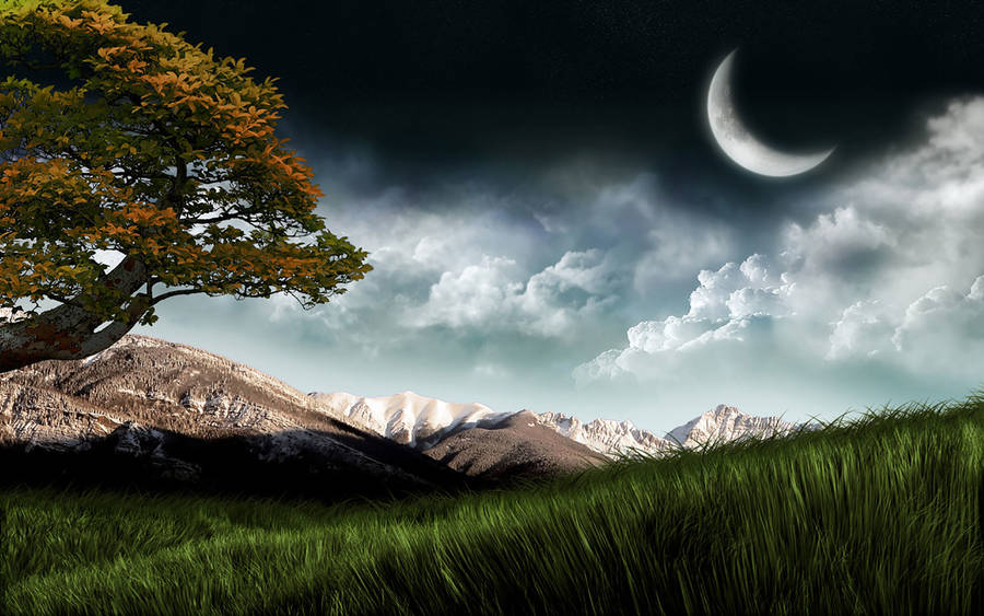 Crescent Moon 3d Nature Wallpaper