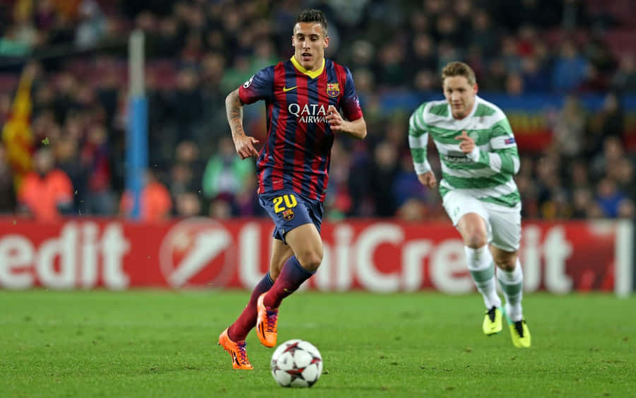 Cristian Tello F C Barcelona Action Wallpaper