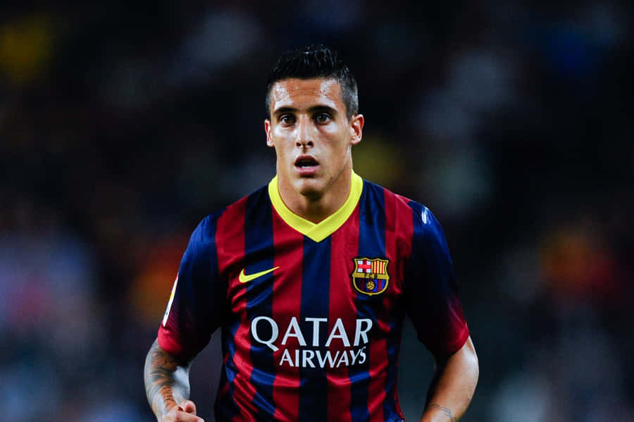 Cristian Tello F C Barcelona Action Shot Wallpaper